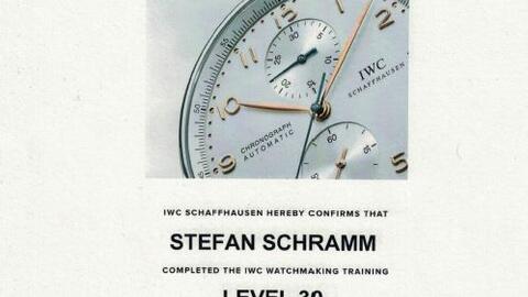 IWC- Zeugnis Uhrmachermeister Stefan Schramm
